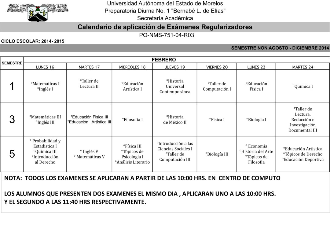 CALENDARIO EXAMENES REGULARIZADORES ENE 2015.xls