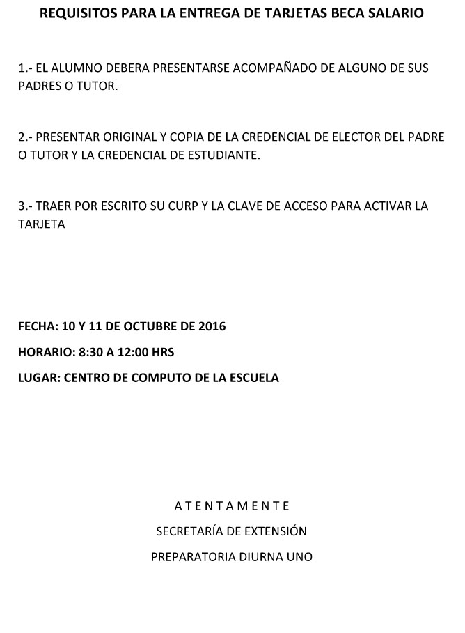 Microsoft Word - REQUISITOS PARA LA ENTREGA DE TARJETAS BECA SAL